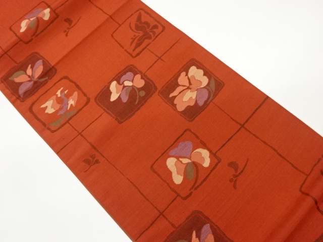 JAPANESE KIMONO / VINTAGE FUKURO OBI / WOVEN BUTTERFLY & FLORAL PLANTS